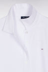 Short-sleeved polo shirt in white stretch cotton, slim fit