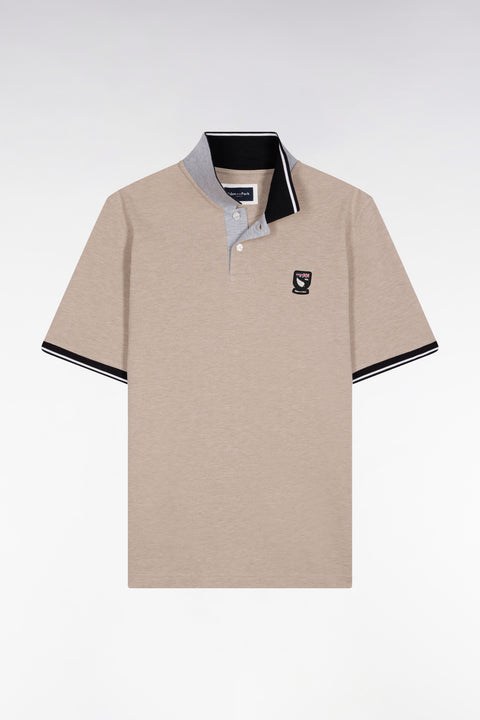 New Zealand short-sleeved polo shirt in beige cotton piqué, loose fit - Image 2