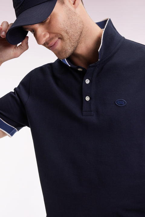 Polo manches courtes en coton marine coupe ample - Image 3