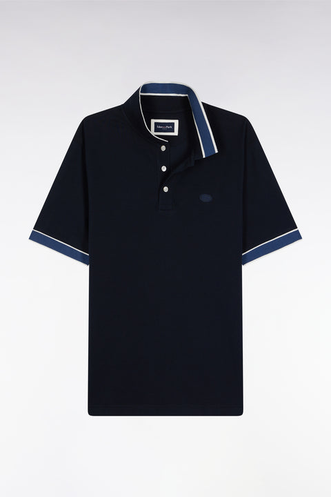 Polo manches courtes en coton marine coupe ample - Image 2