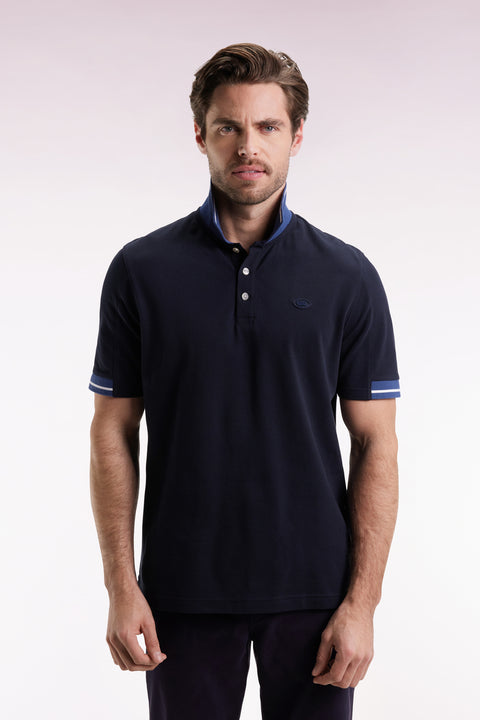 Navy loose-fitting short-sleeve polo shirt - Image 3