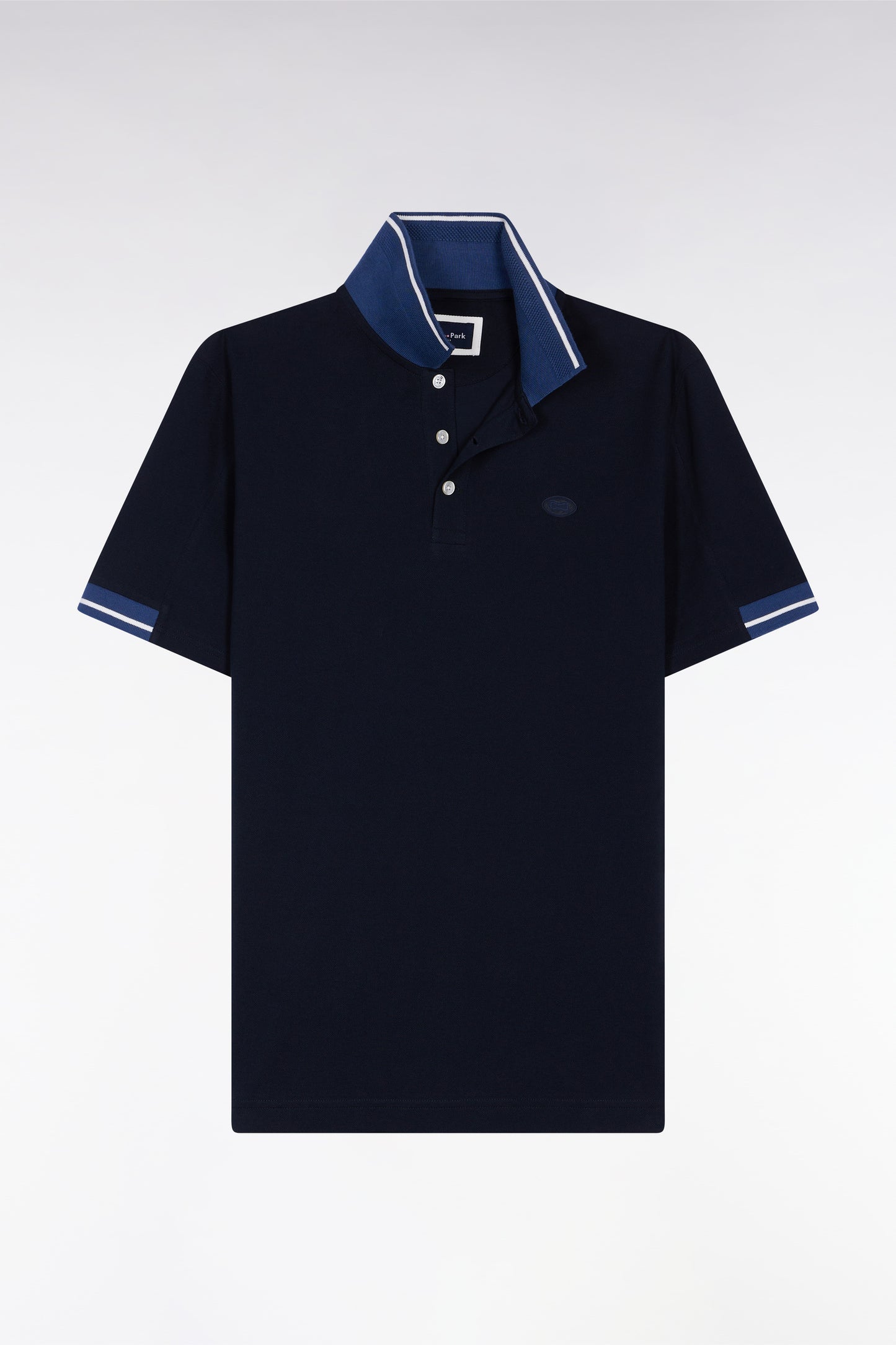 Navy loose-fitting short-sleeve polo shirt
