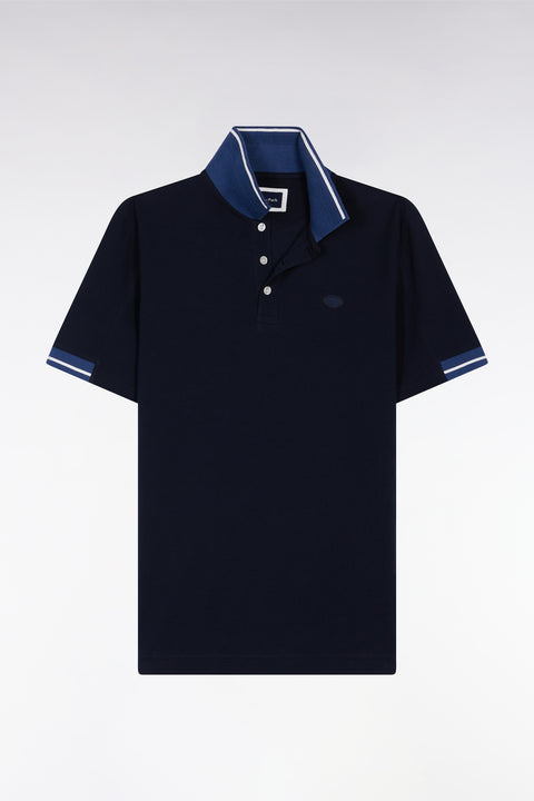 Navy loose-fitting short-sleeve polo shirt - Image 2