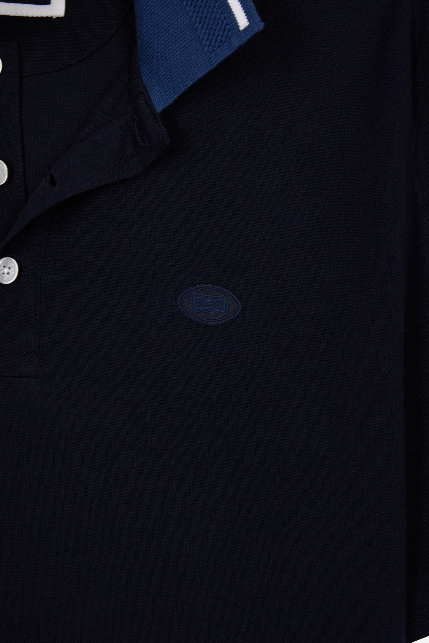 Navy loose-fitting short-sleeve polo shirt