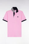 XV de France short-sleeved pink cotton polo shirt, straight cut