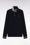 Relaxed fit long-sleeved polo shirt in navy cotton