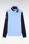 Long-sleeved polo shirt in two-tone cotton piqué with sky embroidery 10
