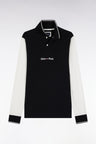 Long-sleeved polo shirt in two-tone cotton piqué with white Eden Park logo