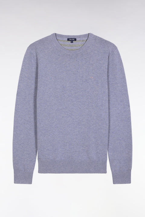 Blue wool and cotton round-neck sweater - Image 2