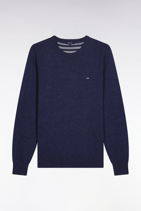 Dark blue wool and cotton round-neck sweater - Image 2