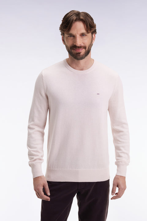 Round-neck sweater in ecru wool and cotton - Image 3