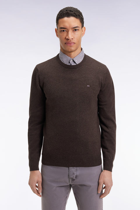 Dark brown wool and cotton round-neck sweater - Image 3