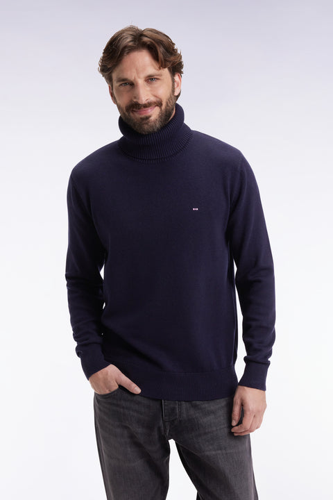 Navy wool and cotton turtleneck sweater - Image 2