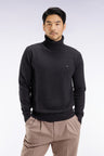 Dark grey wool and cotton turtleneck sweater