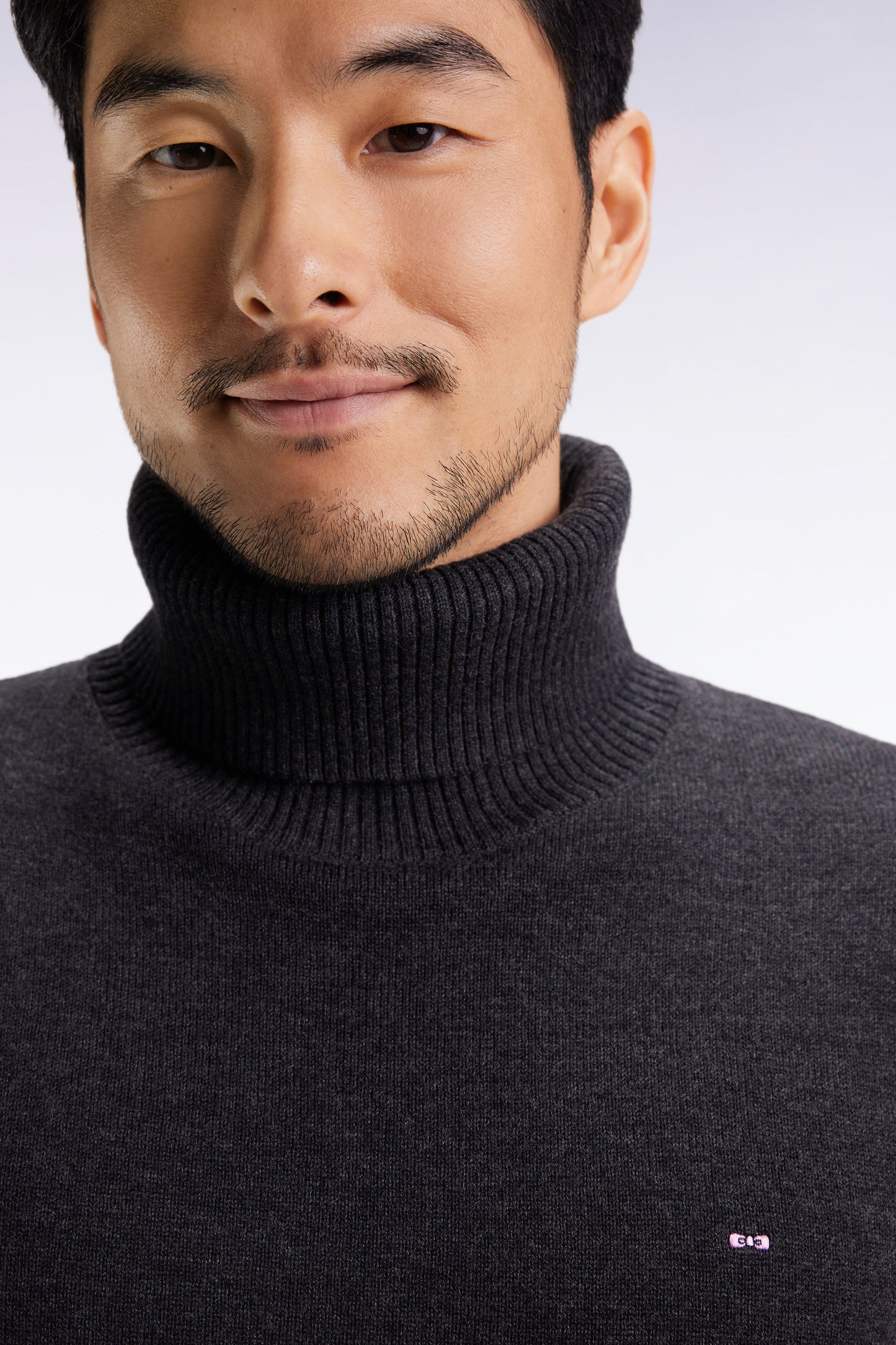 Dark grey wool and cotton turtleneck sweater