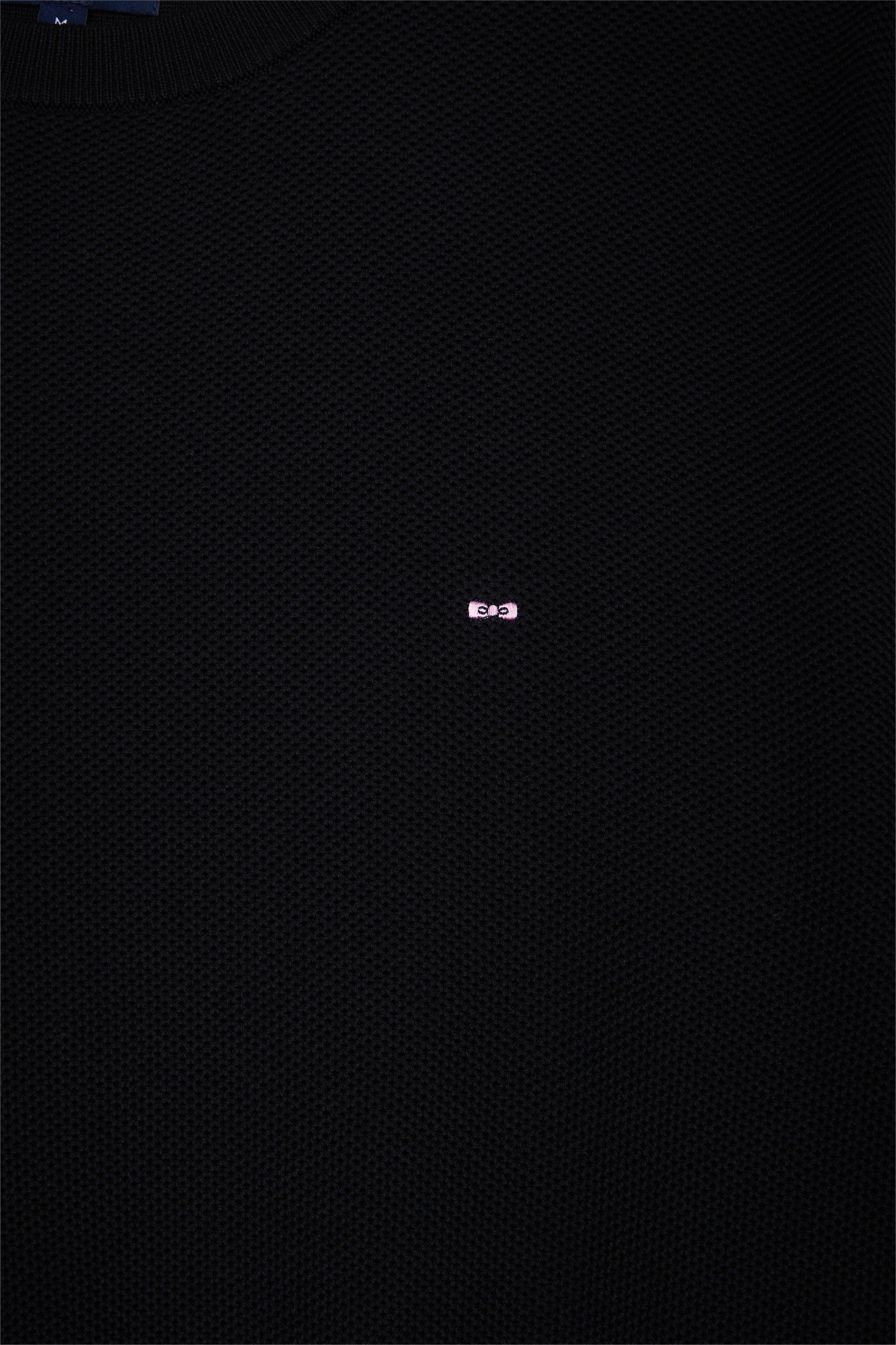 Round-neck sweater in black honeycomb cotton