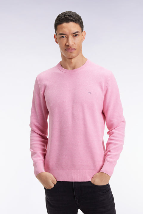 Pink cotton honeycomb round-neck sweater - Image 3