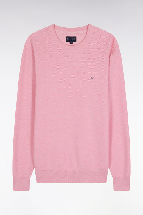 Pink cotton honeycomb round-neck sweater - Image 2