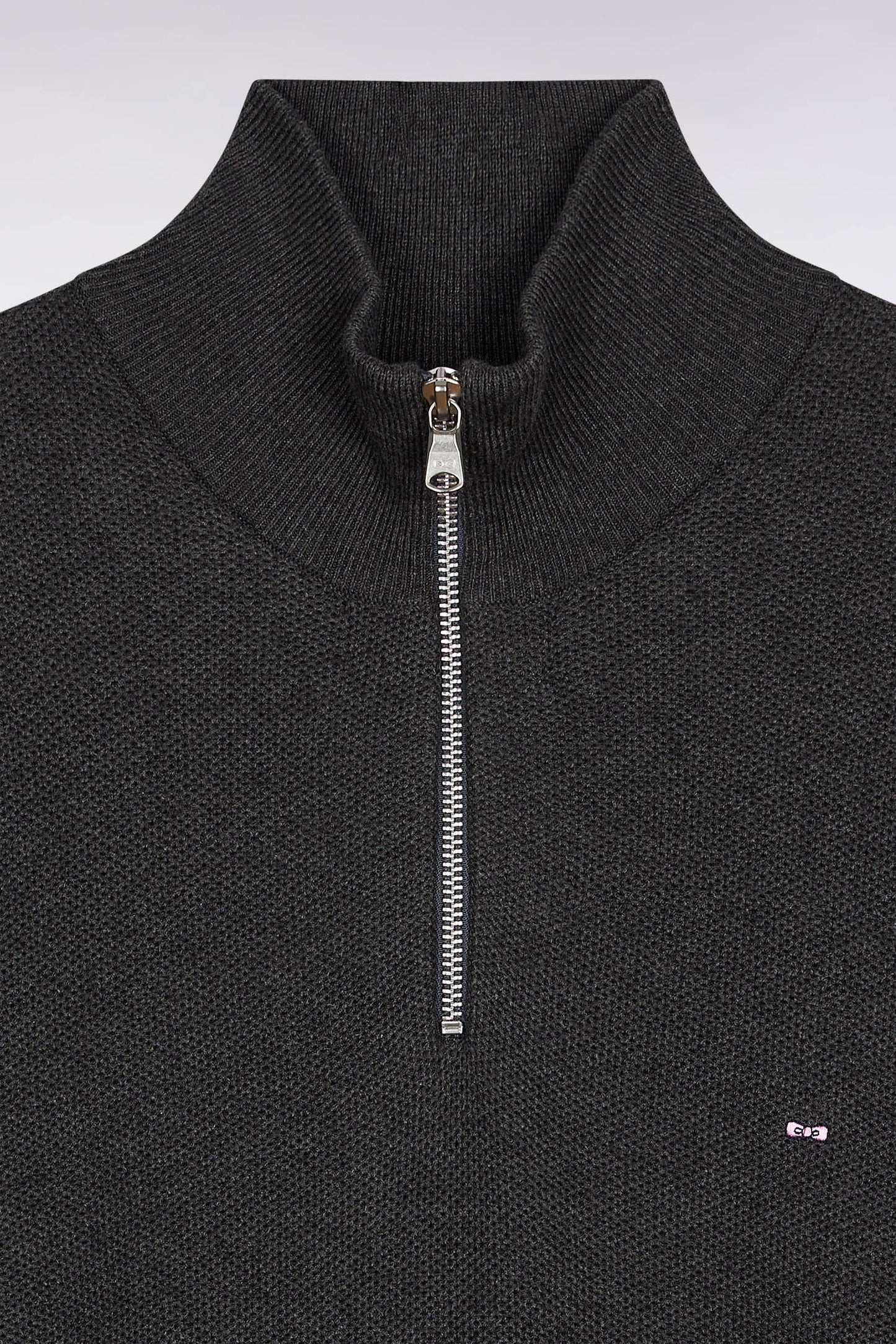 Honeycomb cotton trucker-neck sweater, dark grey
