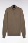 Truck-neck sweater in thick khaki cotton