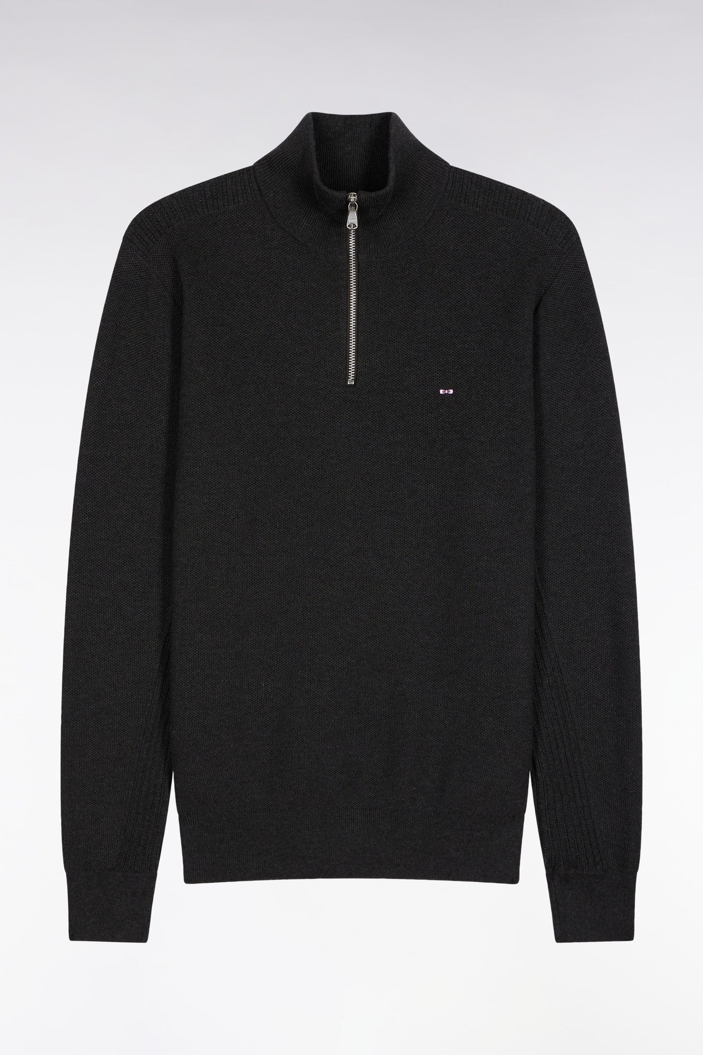 Pull col camionneur en coton nid d'abeille gris foncé