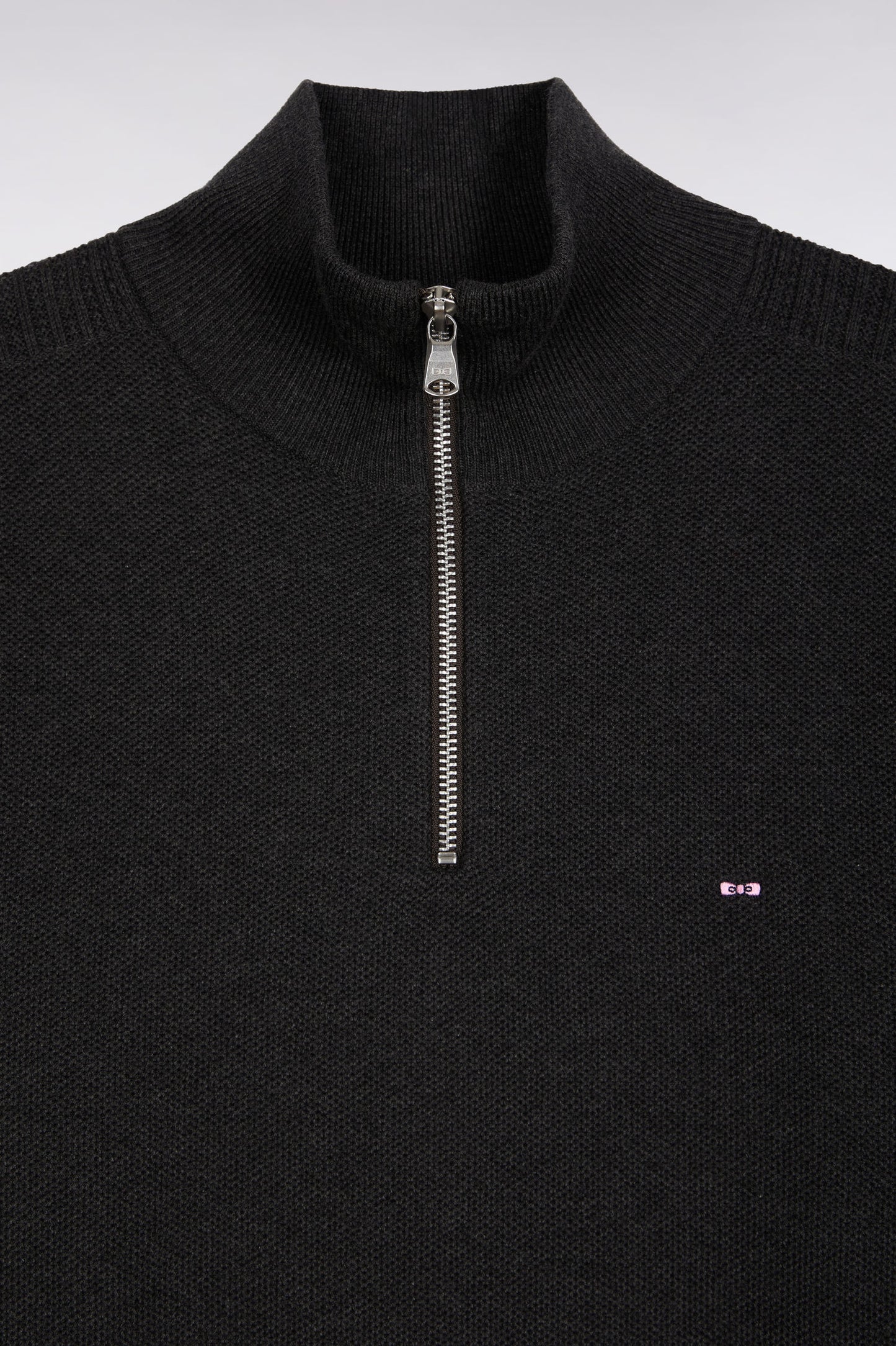 Pull col camionneur en coton nid d'abeille gris foncé