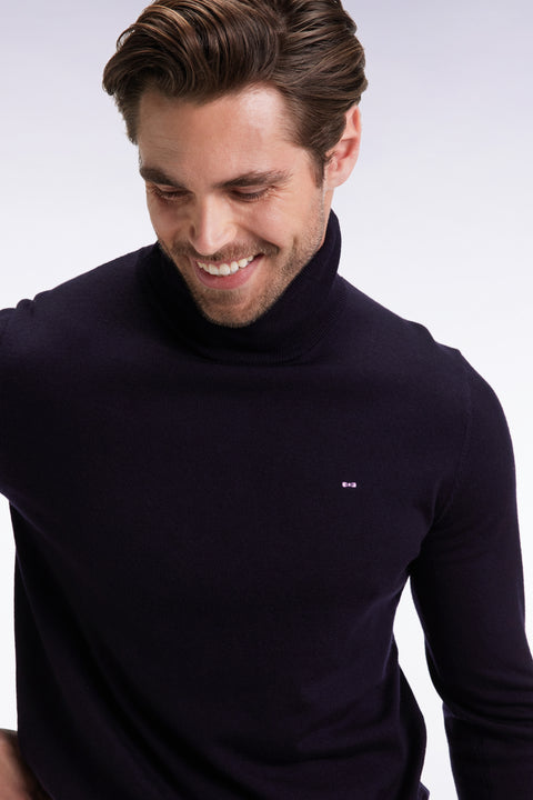 Navy merino wool turtleneck sweater - Image 1