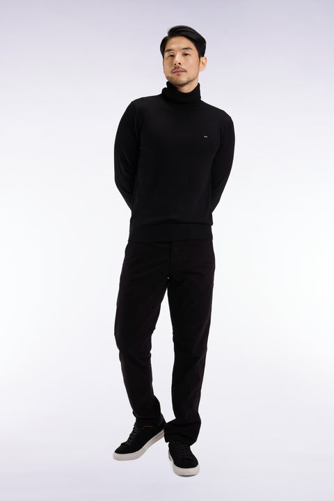 Black merino wool turtleneck sweater - Image 1