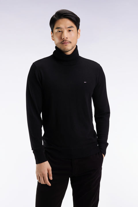 Black merino wool turtleneck sweater - Image 3