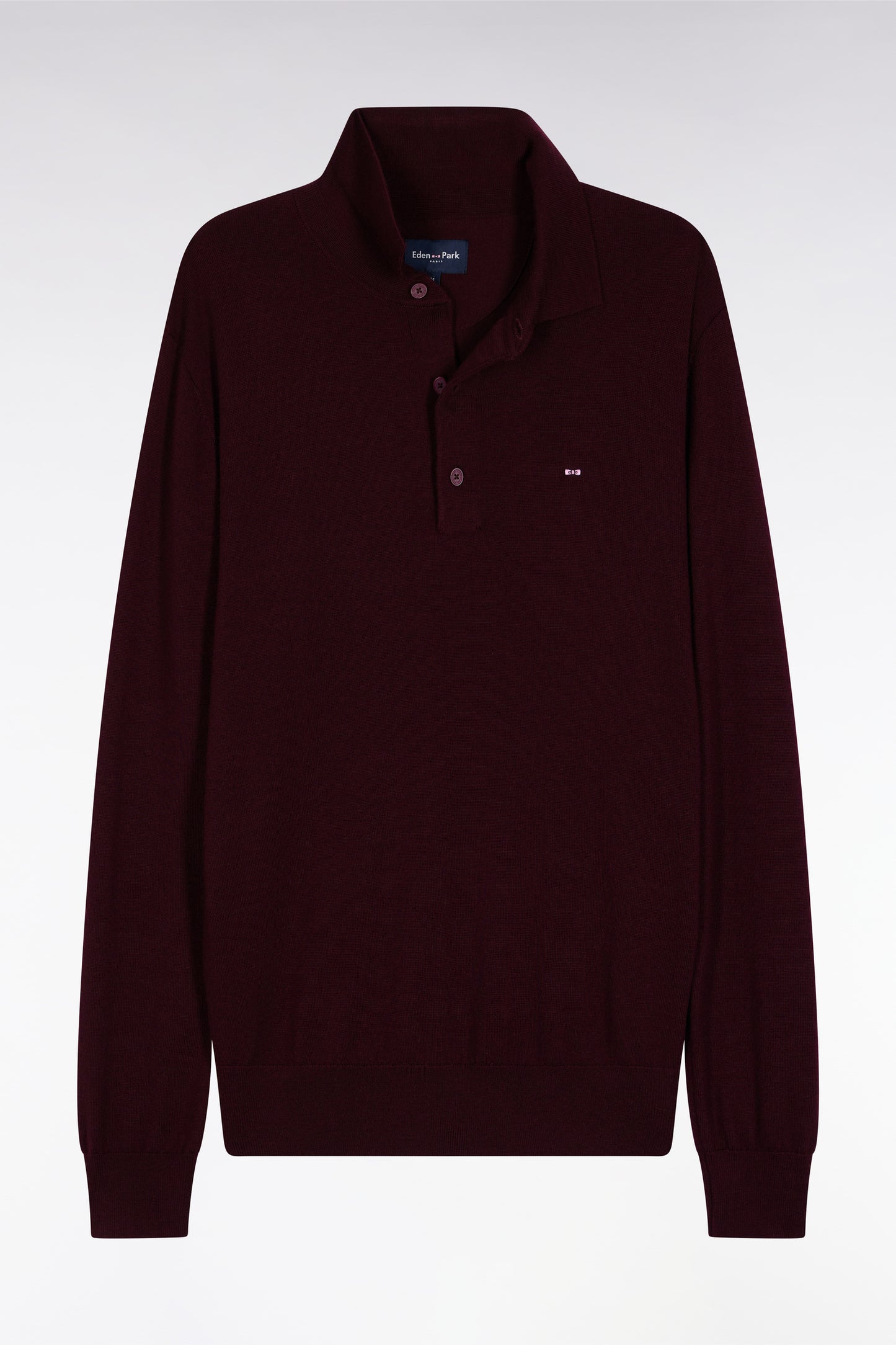 Jersey-neck sweater in burgundy merino wool