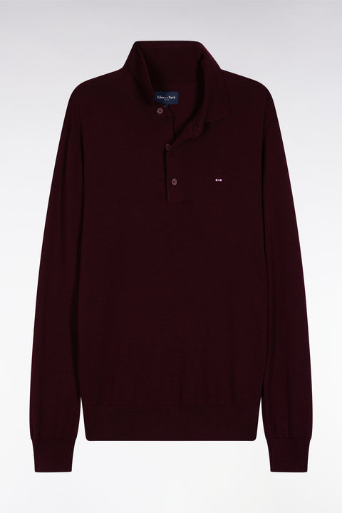Jersey-neck sweater in burgundy merino wool - Image 2