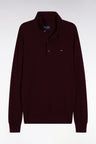Jersey-neck sweater in burgundy merino wool