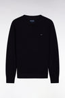 Round-neck sweater in navy merino wool