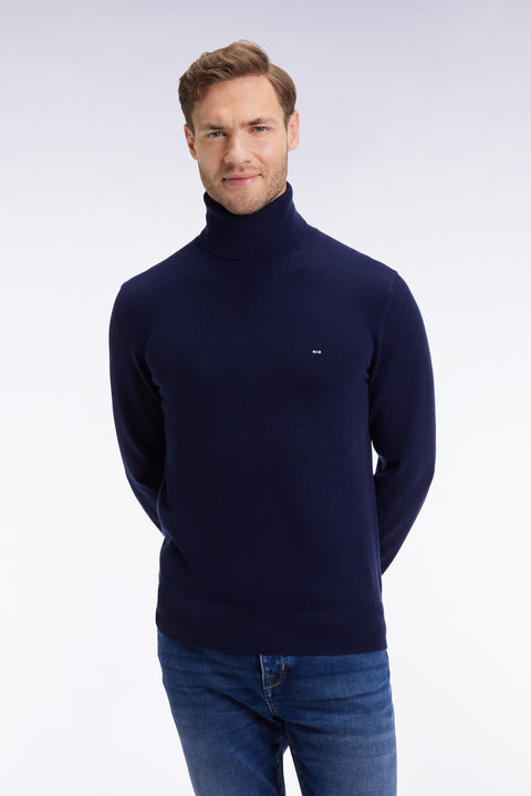 Virgin wool and navy cashmere turtleneck sweater - Image 3