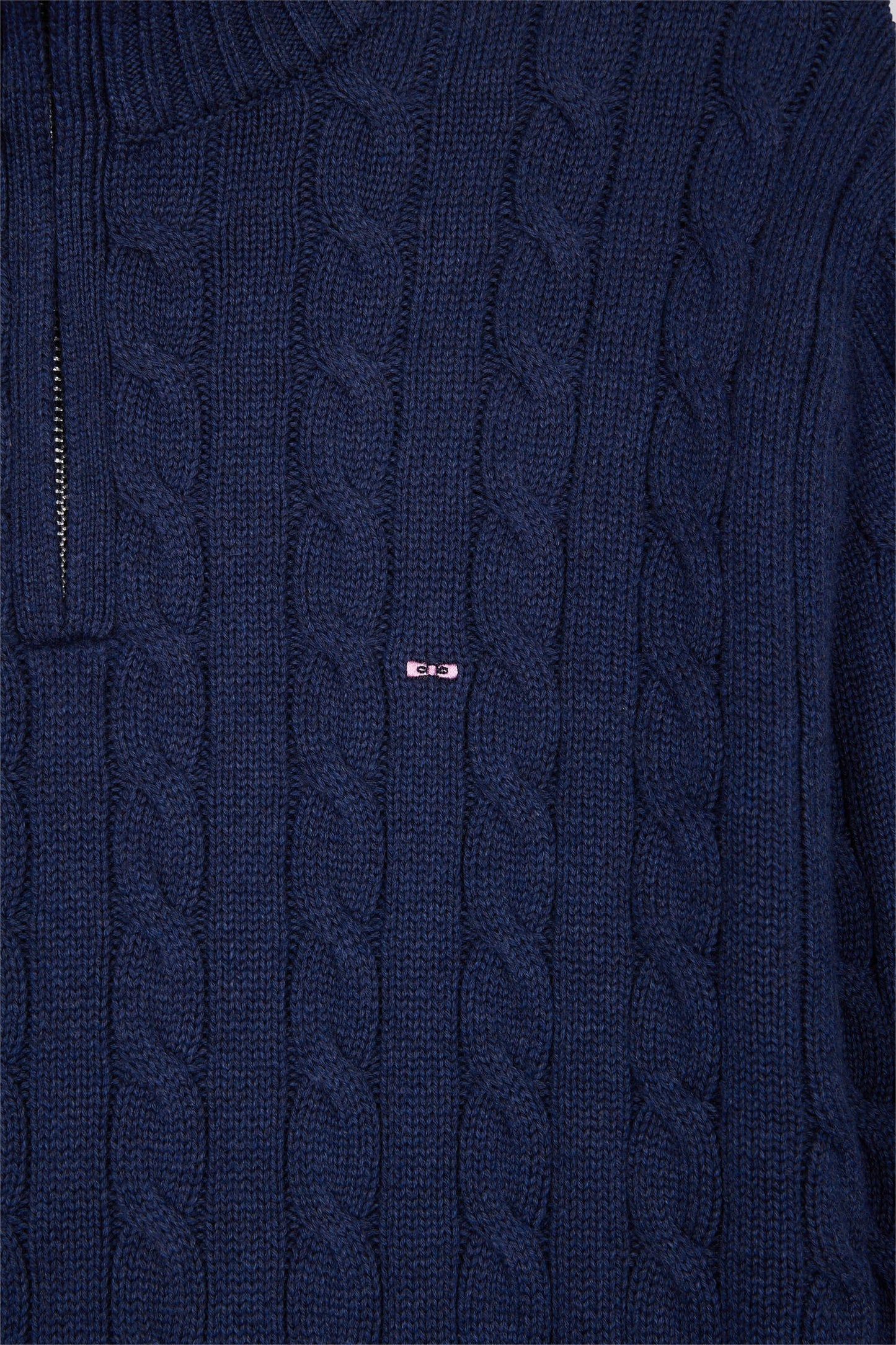 Truck-neck sweater in navy cotton twill