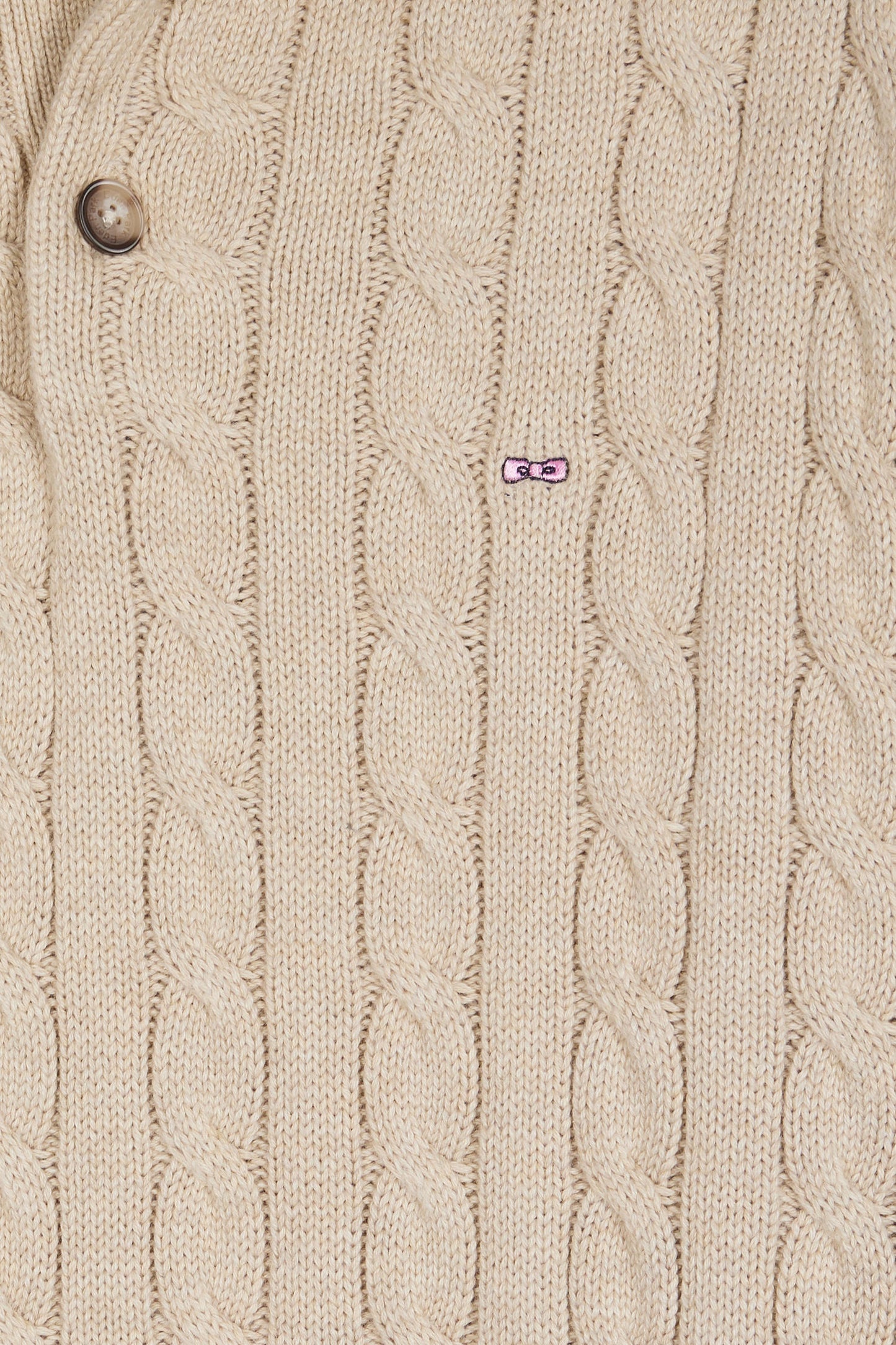 Beige cotton cable-knit sweater