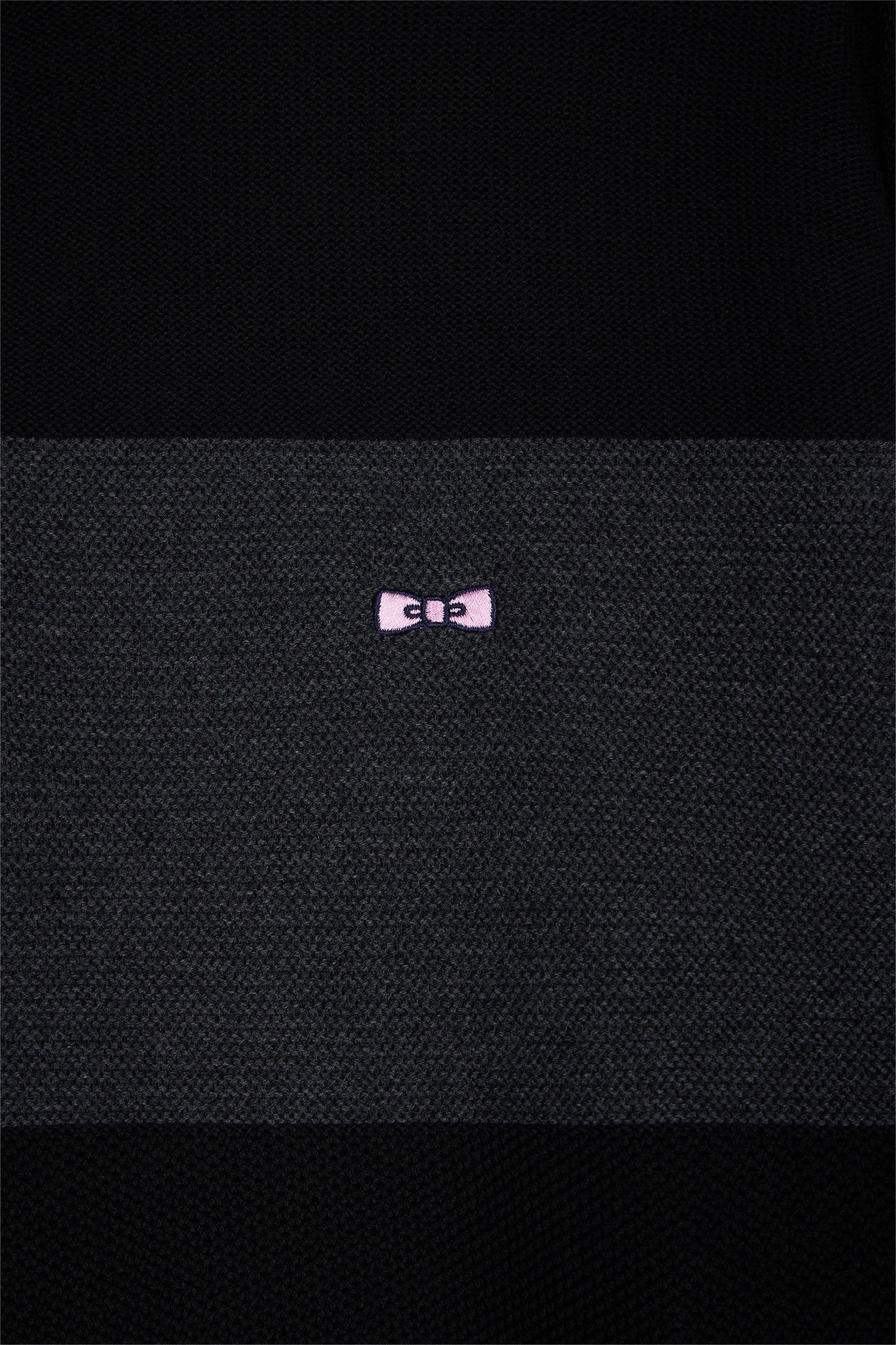 Black cotton trucker-neck sweater with back embroidery