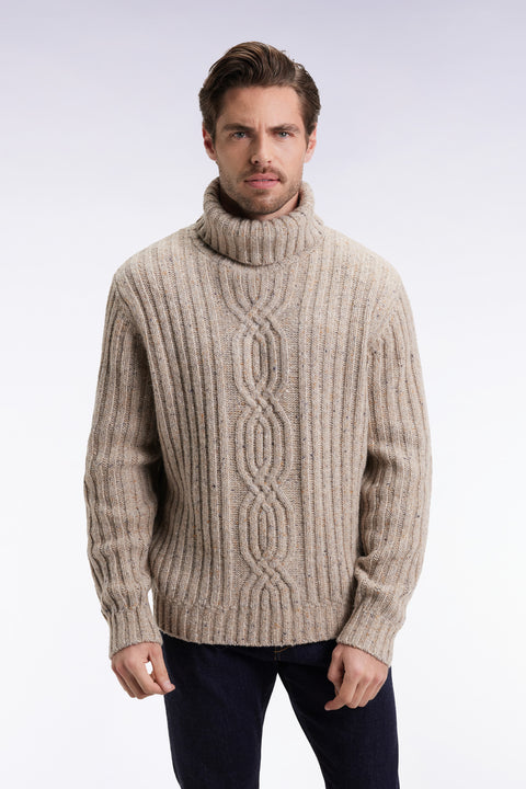 Beige virgin wool blend turtleneck sweater - Image 3