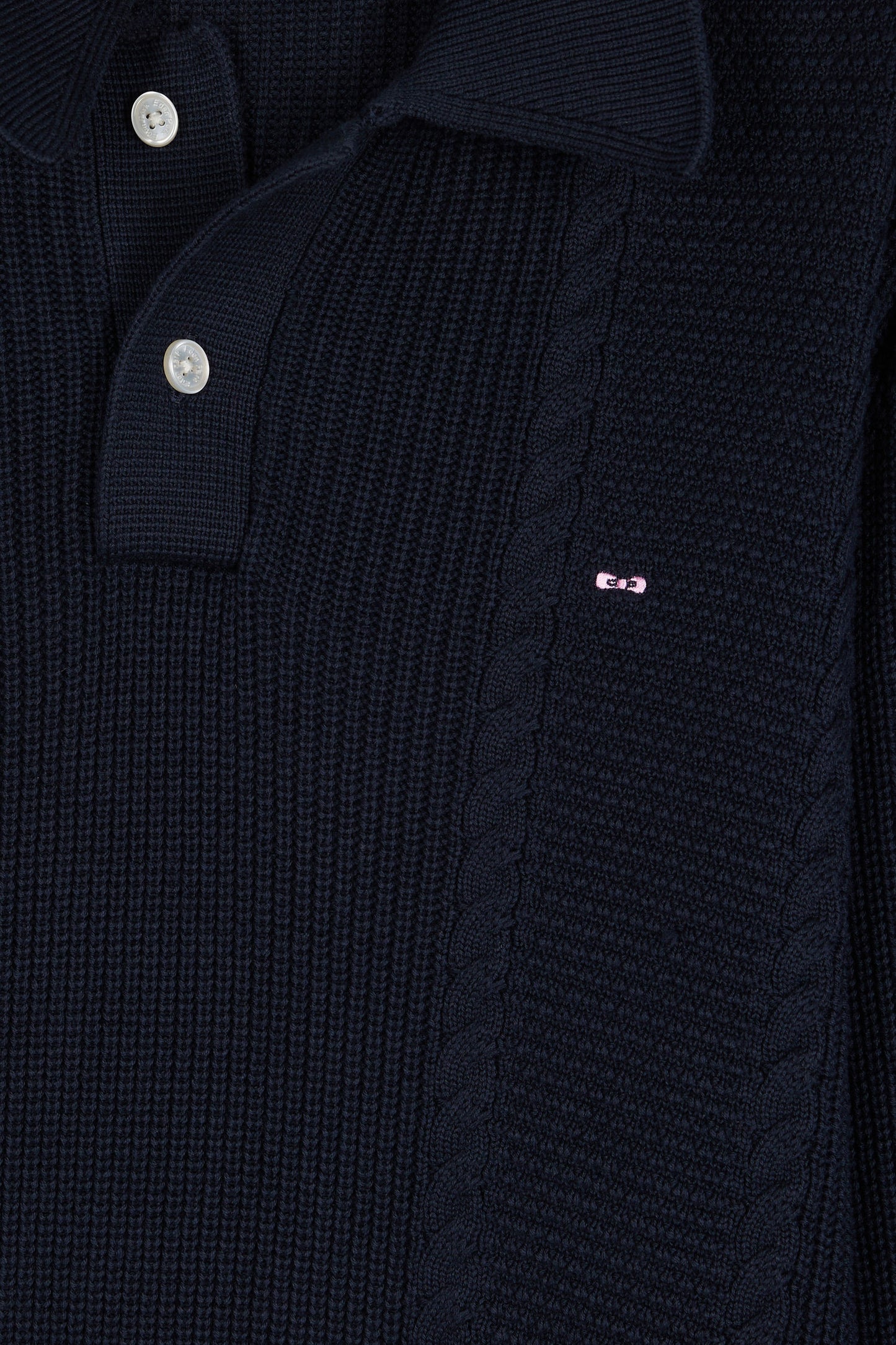 Blue polo-neck sweater in navy cotton
