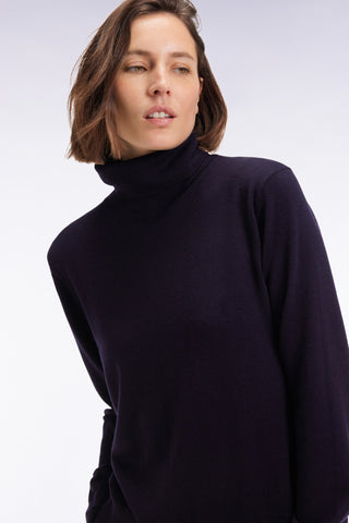 Navy merino wool turtleneck sweater