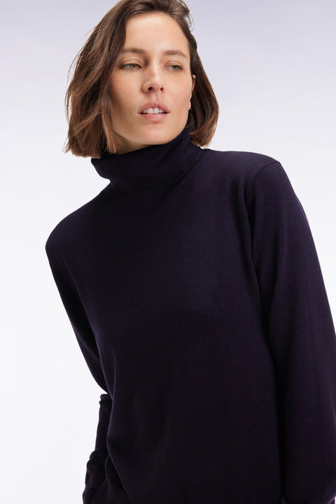 Navy merino wool turtleneck sweater - Image 1