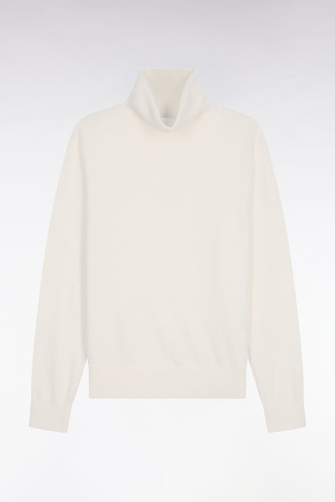 Turtleneck sweater in ecru merino wool - Image 2