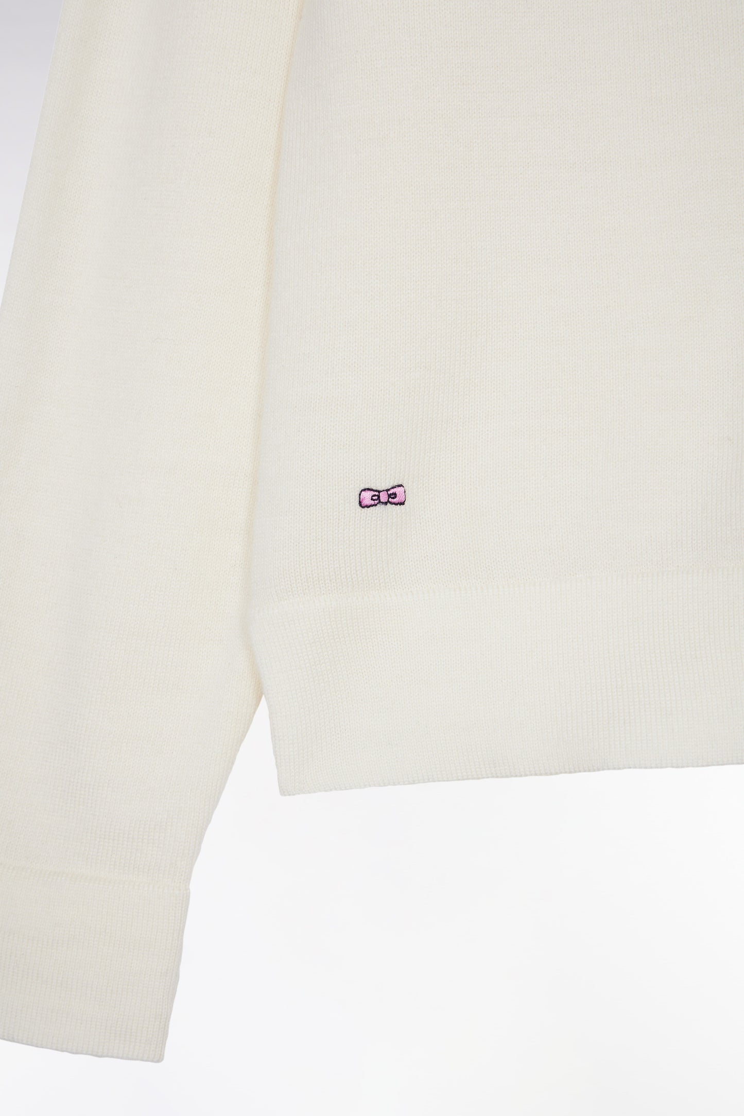 Round-neck sweater in ecru merino wool