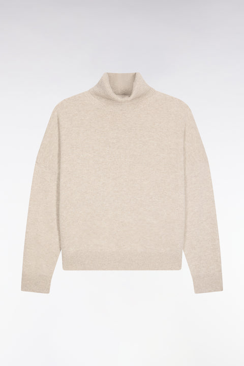Beige wool and cashmere turtleneck sweater Relaxed cut - Image 2