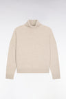 Beige wool and cashmere turtleneck sweater Relaxed cut