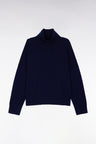 Relaxed fit turtleneck sweater in navy wool and cashmere