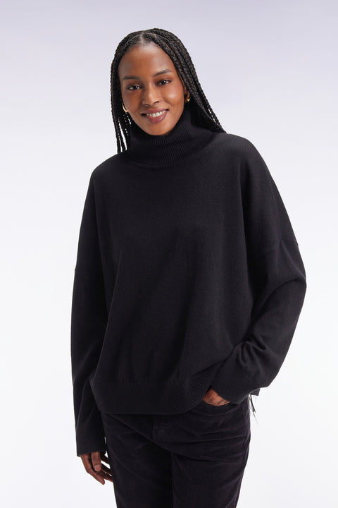 Black wool and cashmere turtleneck sweater Relaxed cut - Image 3