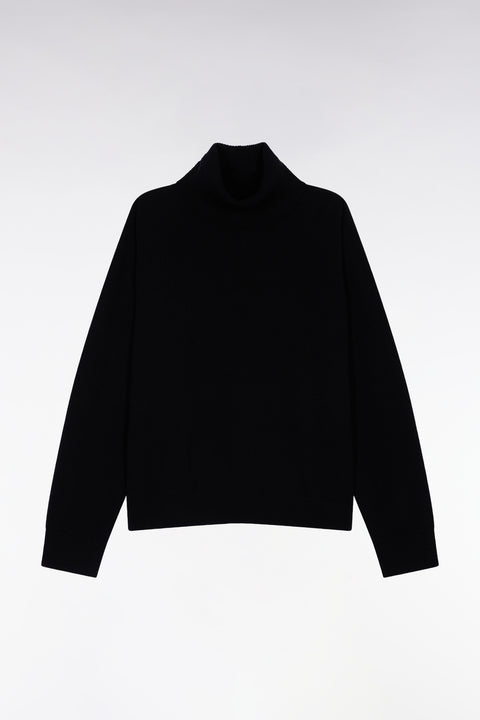 Black wool and cashmere turtleneck sweater Relaxed cut - Image 2
