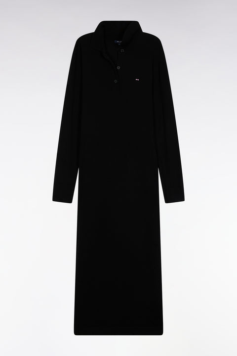 Black merino wool dress with polo collar - Image 2