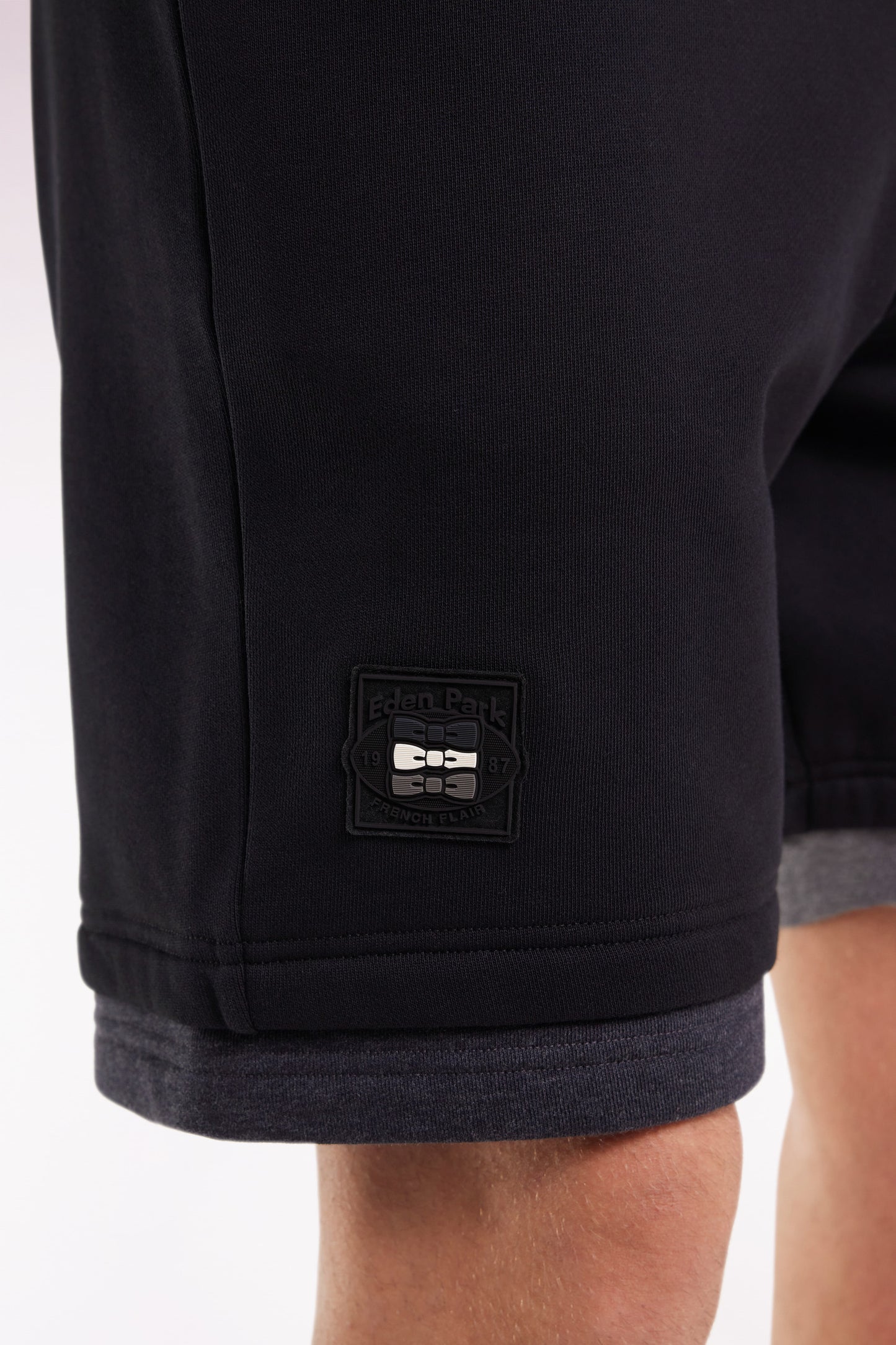 Short en molleton coton noir coupe ample